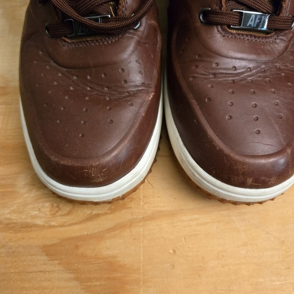 Nike Air Force 1 Boots Men\'s 9 Brown Maroon Red Leather High Top Trainers Gold main image 7